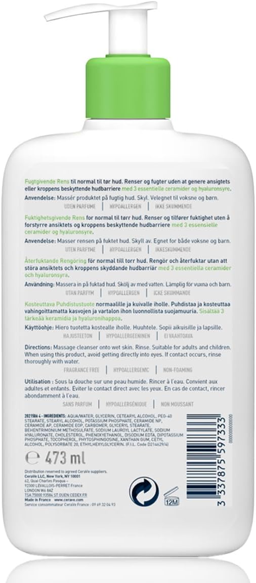 Cerave Hydrating Cleanser for Normal to Dry Skin with Hyaluronic Acid