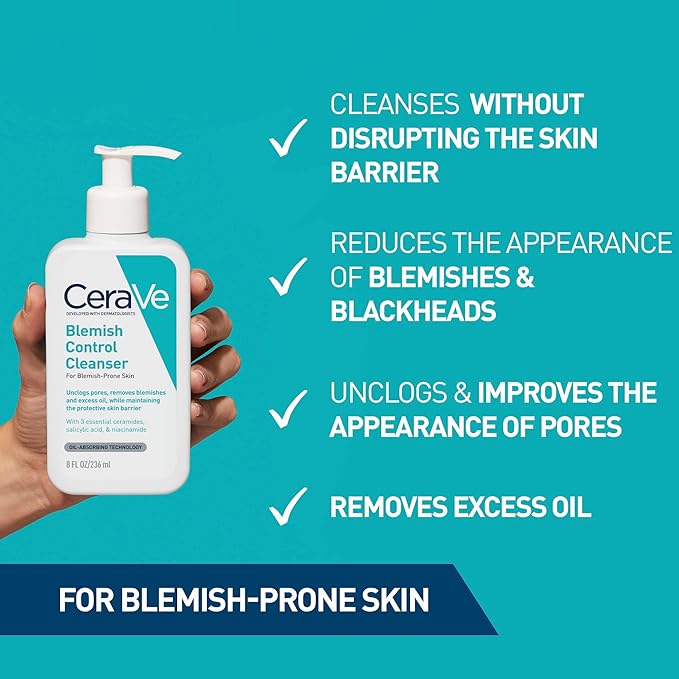 CeraVe Blemish Control Cleanser Face Wash For Acne & Blemish Prone Skin