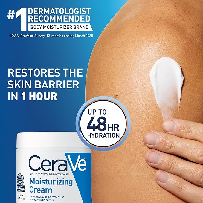 CeraVe Moisturizing Cream, Body and Face Moisturizer for Dry Skin
